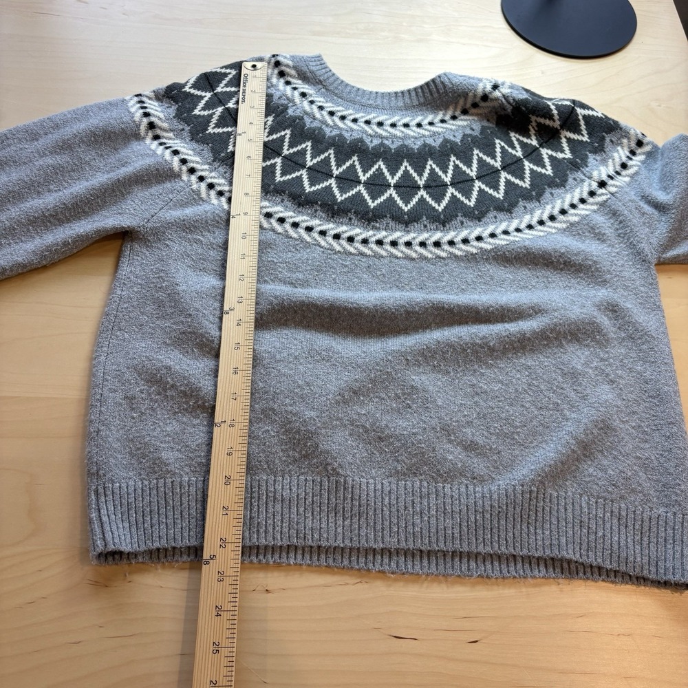 Weatherproof Vintage Women L Gray Sweater Fair Isle Nordic Knit SOME PILLING - Picture 9 of 14